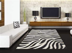 Rugs - Zebra Stipe Hide Rug - Black & Cream