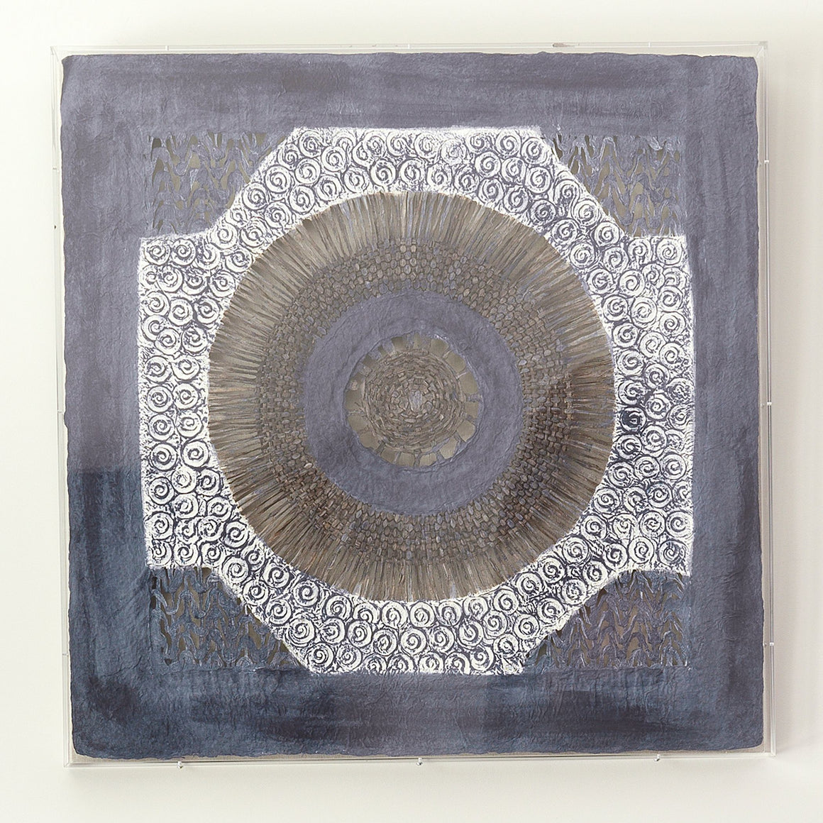 Batik Square Framed Wall Art in Indigo Paper