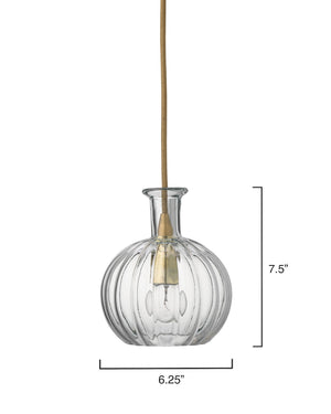 Sophia Carafe Pendant in Clear Glass with Brass Hardware