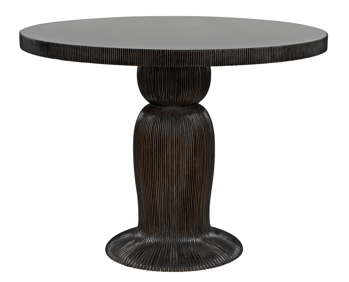 Portobello Dining Table, Hand Rubbed Black with Light Brown Trim