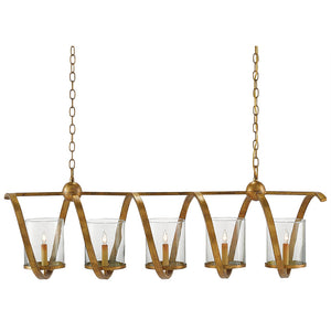 Currey and Company Spiral Linear Chandelier – Distressed Gold Leaf