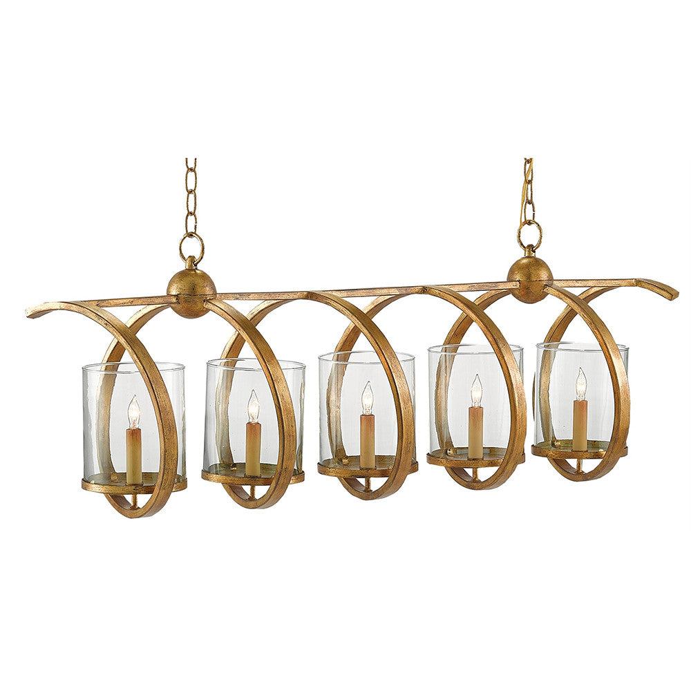 Currey and Company Spiral Linear Chandelier – Distressed Gold Leaf
