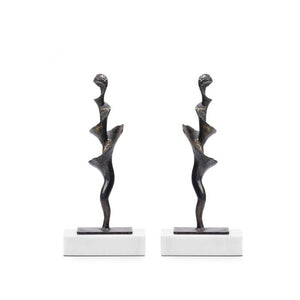 Small Statue Set of 2 - Bronze Finish | Spiral Collection | Villa & House