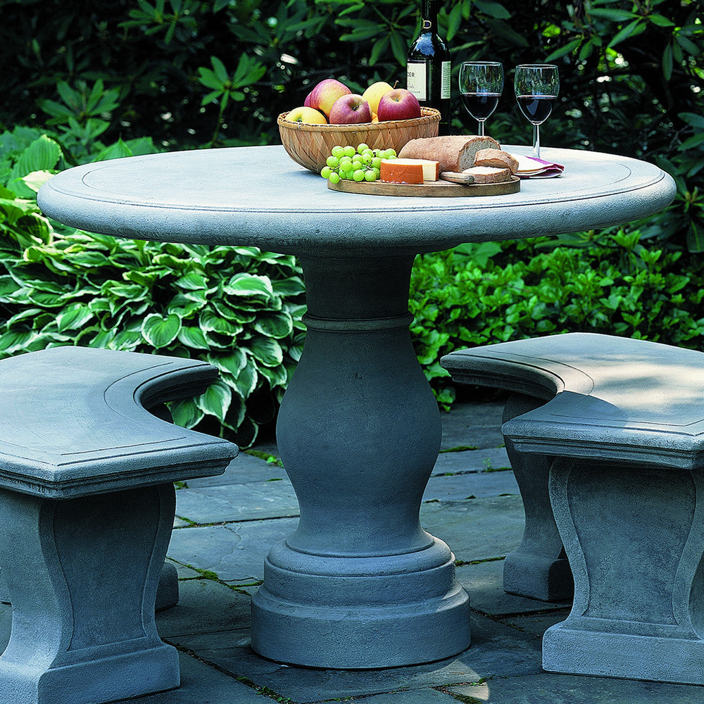 Cast Stone Pedestal Table - Grey Stone Patina