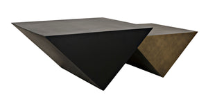 Amboss Coffee Table, Black Metal, Aged Brass Finish