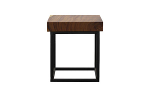 Cubic Side Table with Black Iron Base