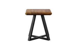 Trapezium Side Table with Black Iron Base
