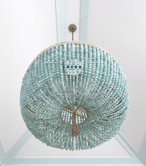 30" Malibu Beaded Chandelier with Arms – Grey Agate Beads
