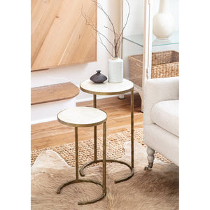 Bone Veneer Nesting Table (Brass)