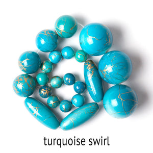 12" Malibu Up Beaded Chandelier – Turquoise Swirl Beads