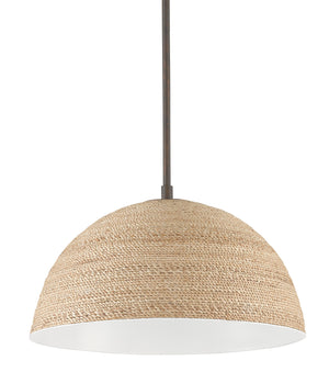 Currey and Company Tobago Pendant - Bronze Gold/Sugar White/Abaca Rope