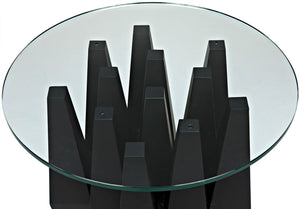Soldier Side Table - Black Metal with Glass Top