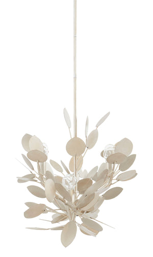 Currey and Company Lunaria Oval Chandelier - Contemporary Silver Leaf