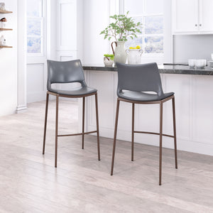 Ace Bar Chair (Set of 2) Dark Gray & Walnut