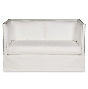 Modern High Back Loveseat -  White Linen (Other Colors Available)