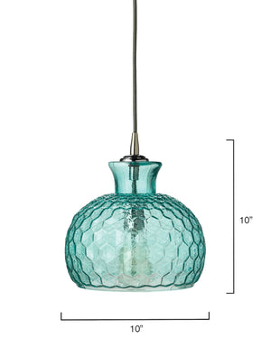 Honeycomb Pattern Glass Pendant – Aqua Blue
