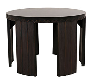 Fluted Side Table, Pale with Light Brown Trim