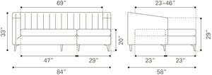 Nantucket Reversible Sectional Dark Gray
