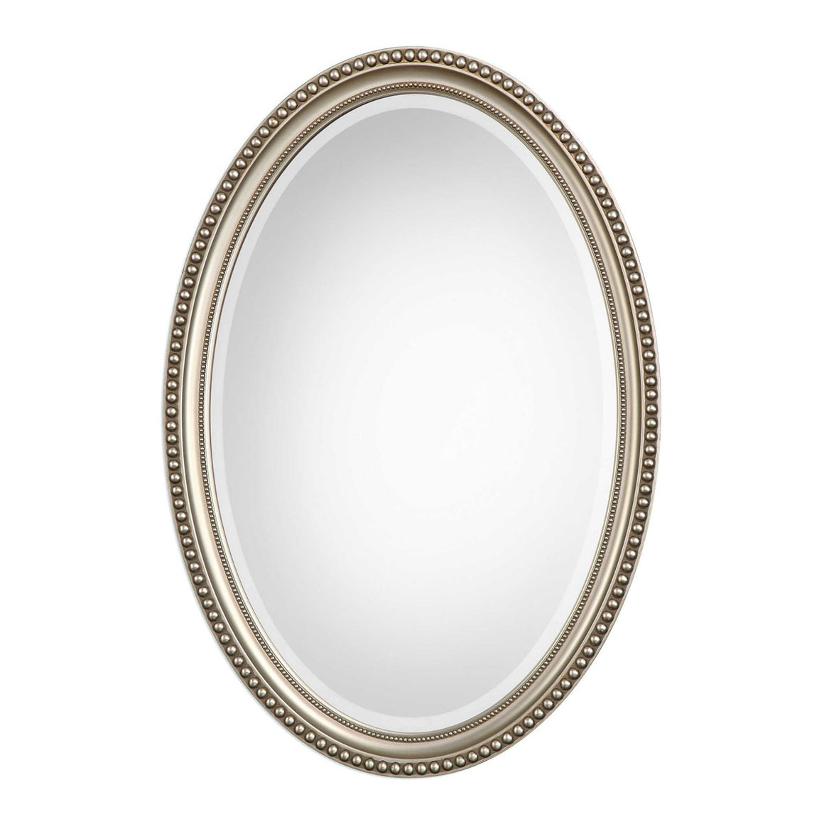 Elegant Beaded Oval Mirror - Polystyrene