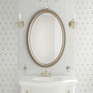 Elegant Beaded Oval Mirror - Polystyrene