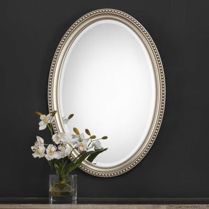 Elegant Beaded Oval Mirror - Polystyrene