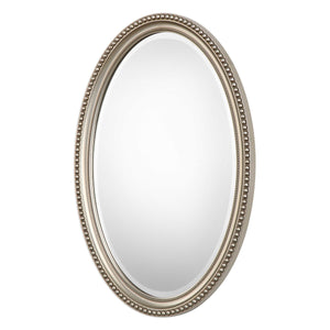 Elegant Beaded Oval Mirror - Polystyrene