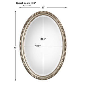 Elegant Beaded Oval Mirror - Polystyrene