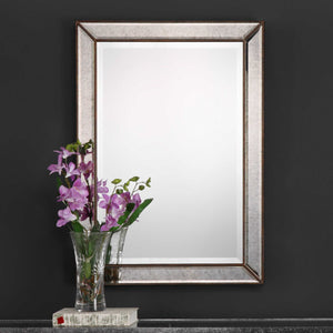 Beveled Antique Mirror - Wood