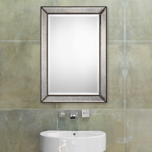 Beveled Antique Mirror - Wood