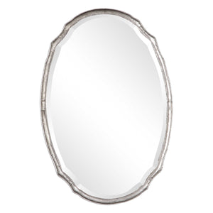 Oval Shaped Silver Framed Mirror - Iron