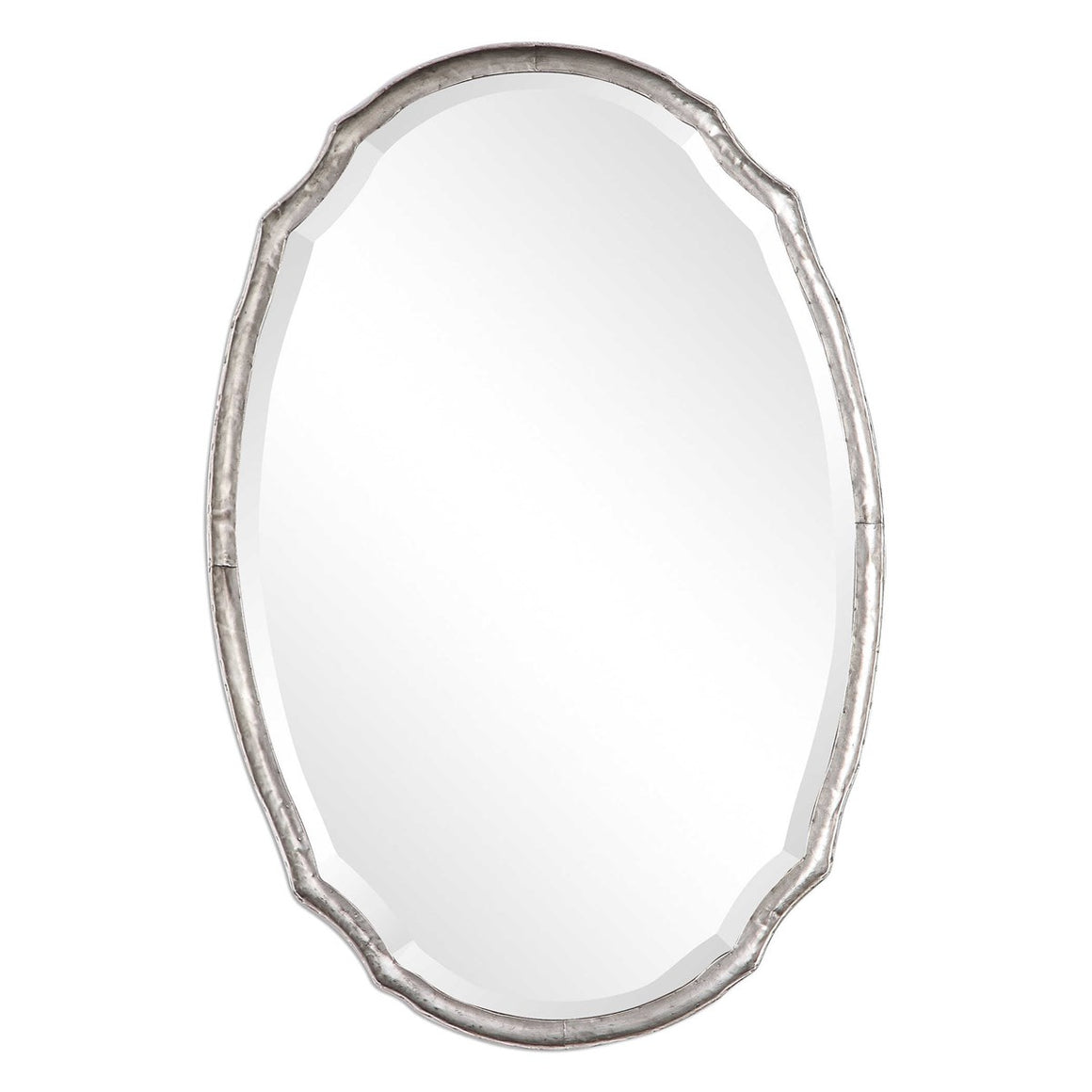 Oval Shaped Silver Framed Mirror - Iron