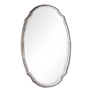 Oval Shaped Silver Framed Mirror - Iron