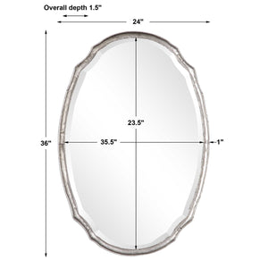 Oval Shaped Silver Framed Mirror - Iron