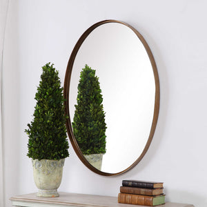 Oval Frame in Gold Leaf Mirror - Iron