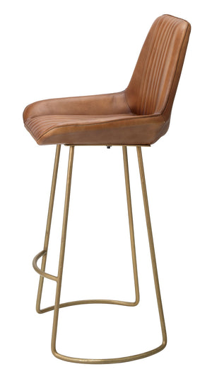 Perry Bar Stool - Leather and Iron