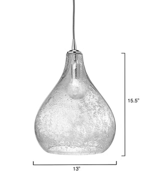 Large Seeded Glass Teardrop Pendant – Clear