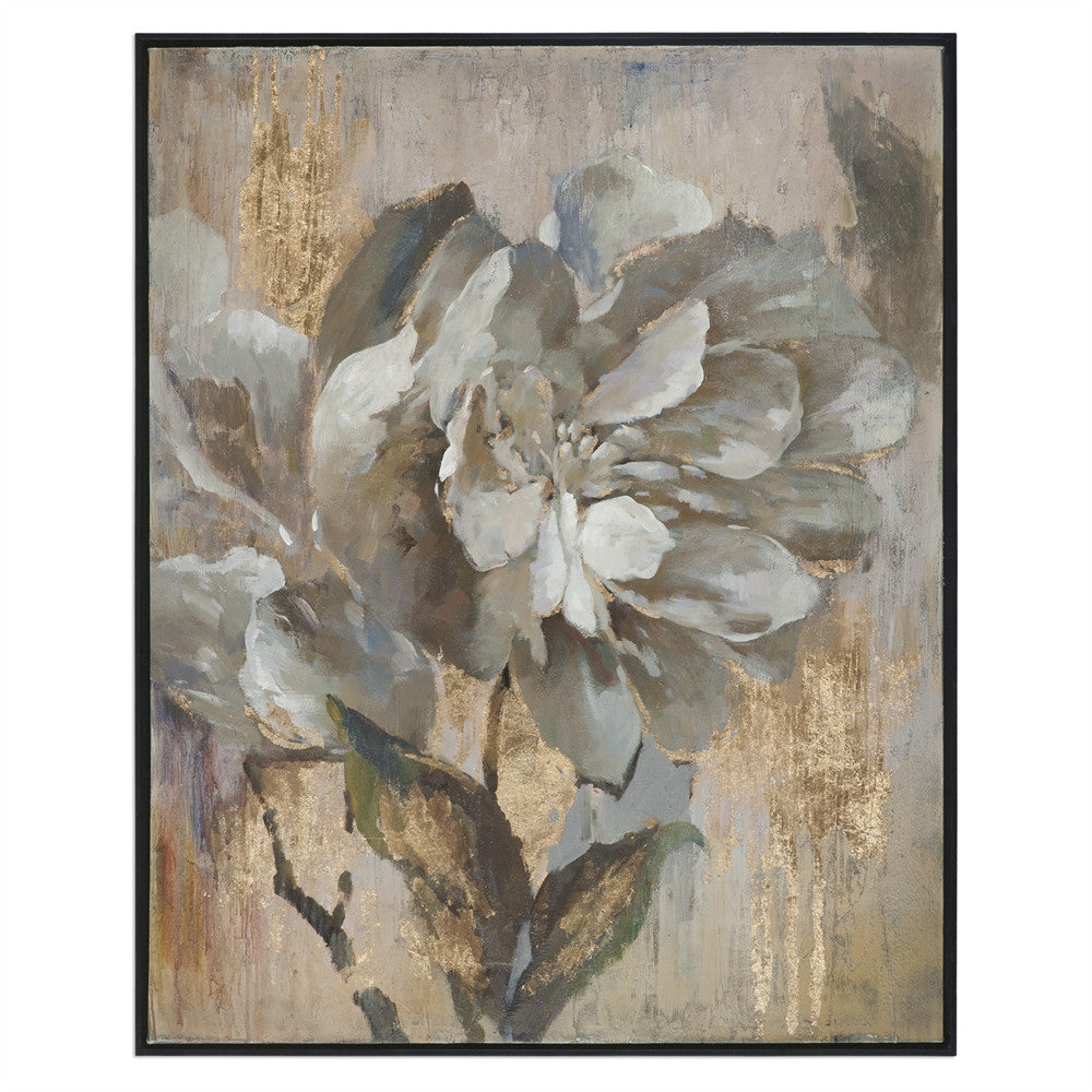 Wall Art - Elegant Flower Artwork With Metallic Gold Highlights