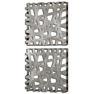 Wall Art - Silver Metal Bands Wall Art - Set Of 2