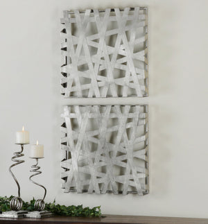 Wall Art - Silver Metal Bands Wall Art - Set Of 2