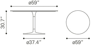 Metropolis Dining Table 60" Black