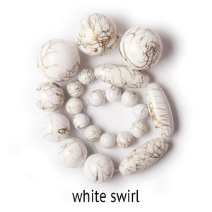 30" Malibu Beaded Chandelier with Arms – White Swirl Beads