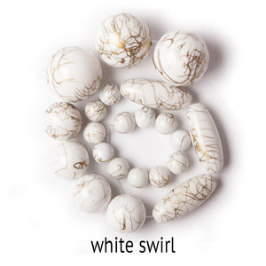 18" Malibu Up Beaded Chandelier – White Swirl Beads
