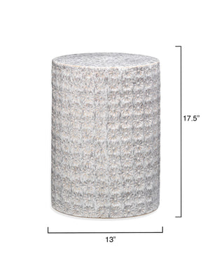Wildflower Patterned Ceramic Accent Table – Cream
