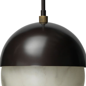 Metro Pendant - Faux White Alabaster and Oil Rubbed Bronze w/ Antique Brass Accents