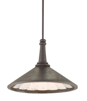 Currey and Company Manuscript Large Pendant - Mole Black/Antique Mirror