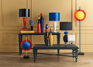Mister M Red and Yellow Disc Floor Lamp - Blue/Yellow/Red/Black
