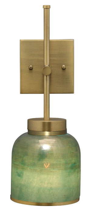 Vapor Single Sconce in Antique Brass & Aqua Metallic Glass