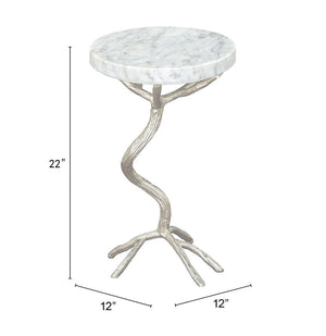 Joel Side Table White & Silver