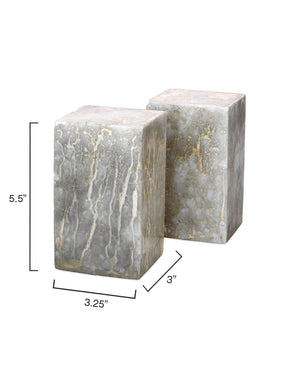 Slab Rectangle Bookends in Silver and Gold (set of 2)