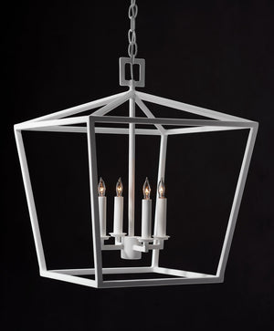 Currey and Company Denison Medium White Lantern - Gesso White